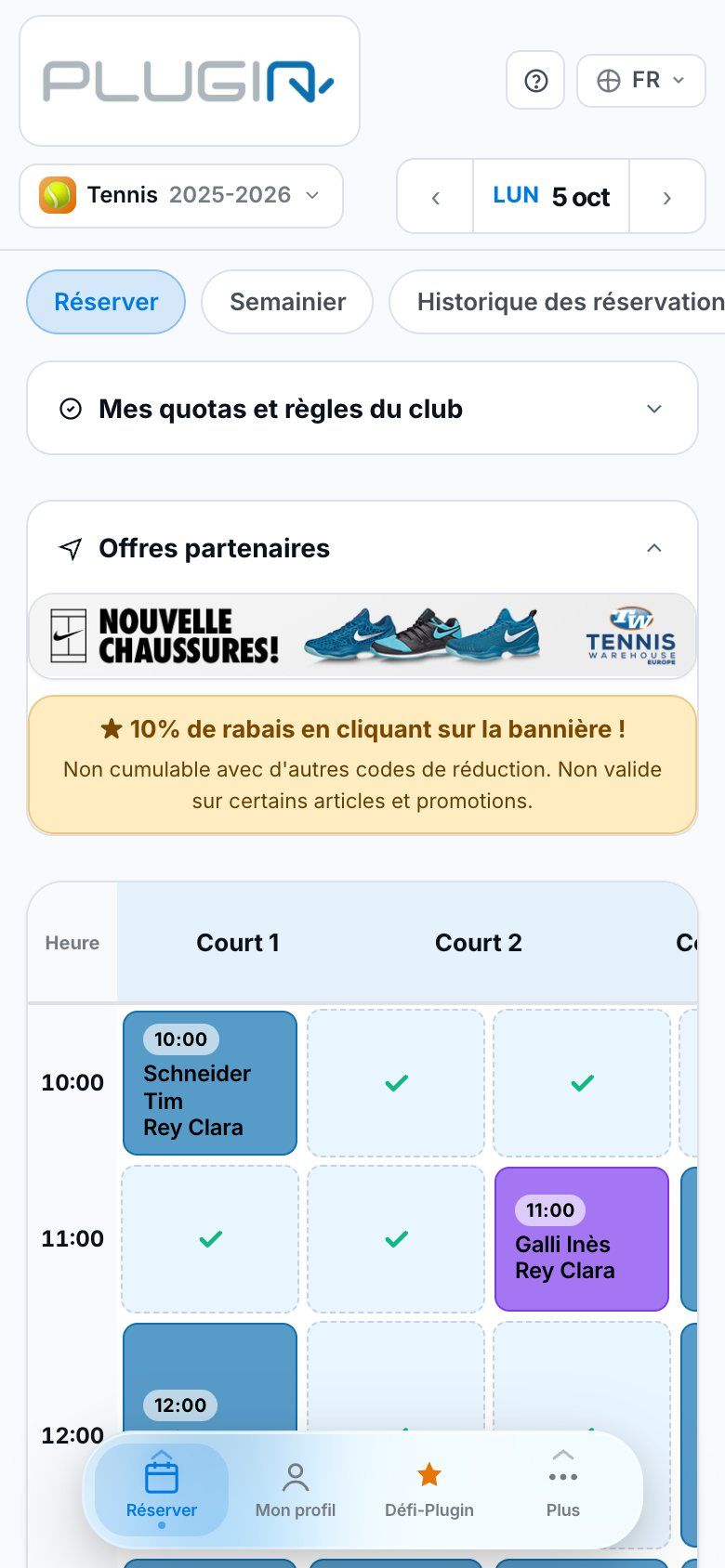 Capture d’écran de l’application Plugin.ch